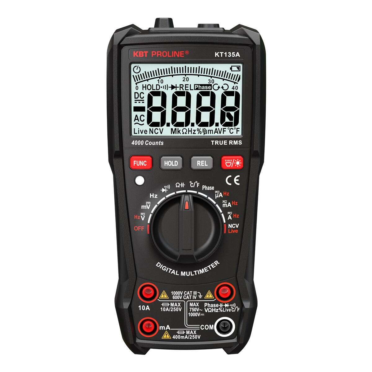 KT 135А серия PROLINE с True RMS Мультиметр цифровой автоматическим выбором пределов измерений и функцией определения последовательности фаз